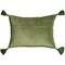 Tiwari Home 19" Solid Grass Green Velvet Rectangular Throw Pillow with Tassels - Down Filler